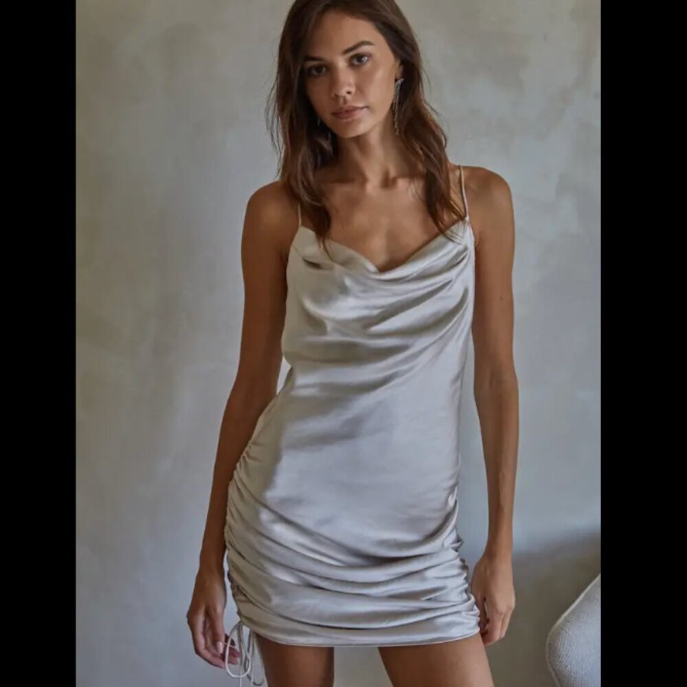 By Together Cream Cinched Slip Style Mini Dress Size Small Women's NWT